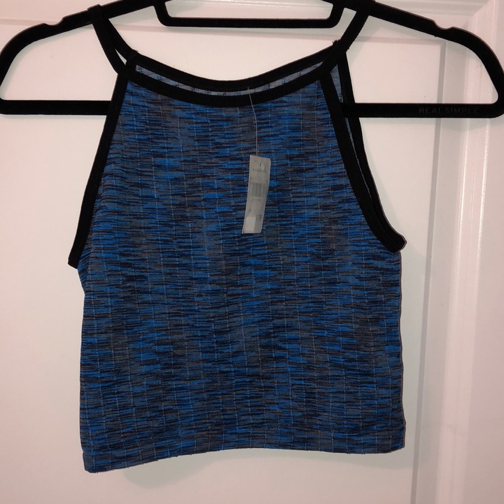 Blue spandex crop top halter